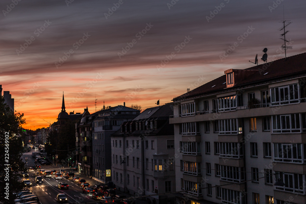 Naklejka premium city of Munich Germany at night