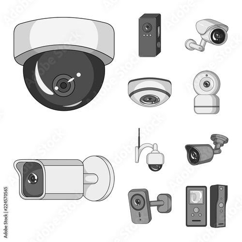 Isolated object of cctv and camera symbol. Set of cctv and system vector icon for stock.