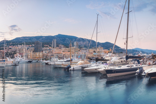 Evening on Monaco promenade with no people