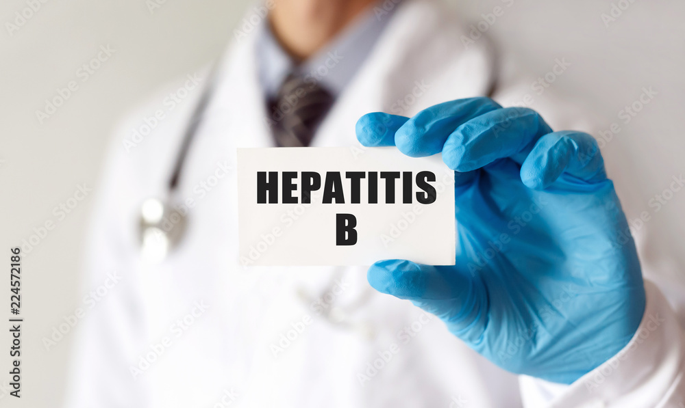 Doctor holding a card with text Hepatitis B, Medical concept