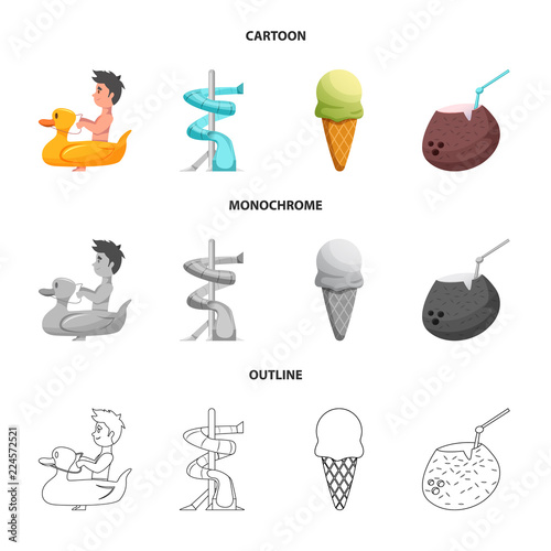 Isolated object of pool and swimming icon. Collection of pool and activity stock vector illustration.