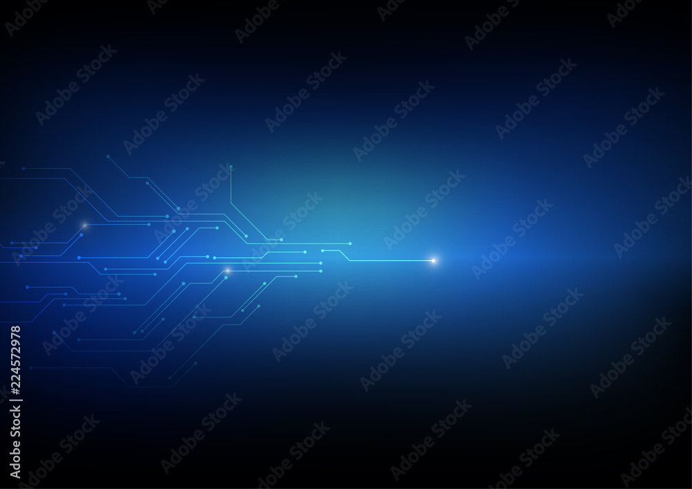 Vector : Electronic circuit on blue background Vector : Electronic circuit on blue background