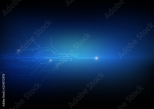 Vector : Electronic circuit on blue background