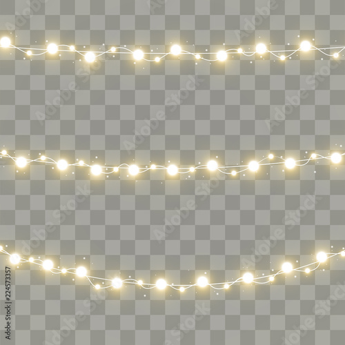 Christmas lights isolated on transparent background. Vector illustration