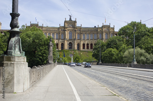 The historic center and the bridge in Munich