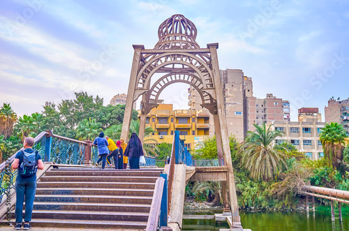 The wwoden bridge to Roda island in Cairo, Egypt photo