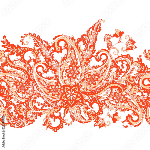 Paisley style Floral seamless pattern. Ornamental Damask background