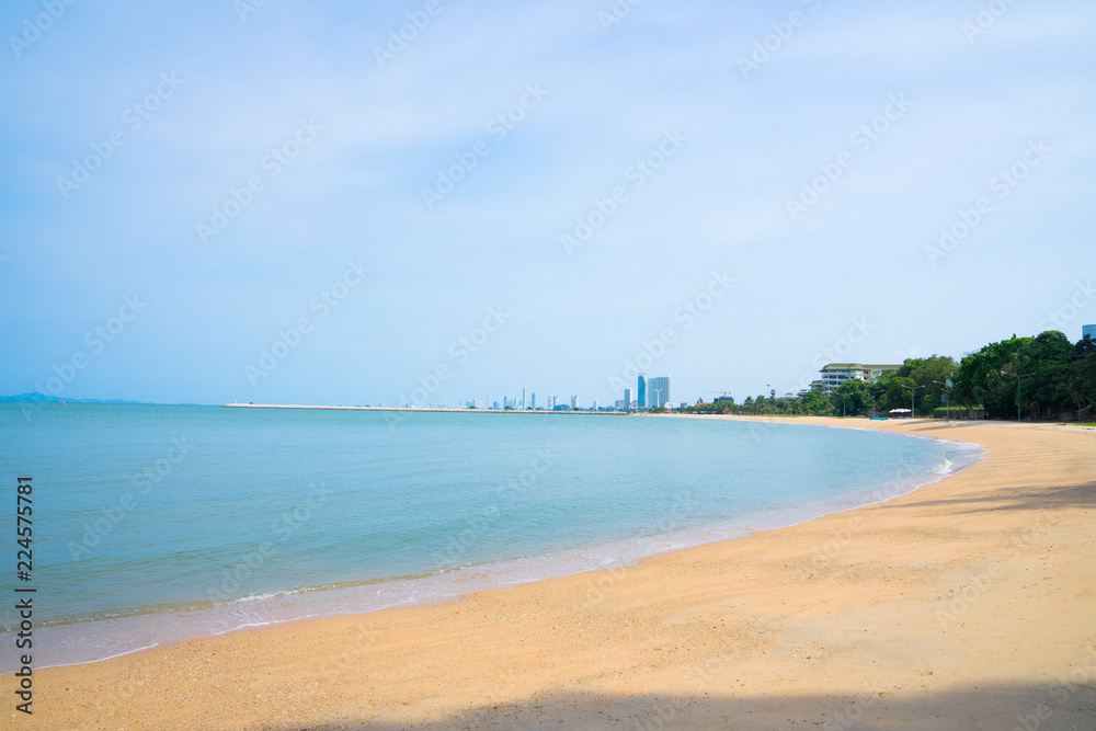 Empty sea and beach background with copy space Pattaya beach, Bang La Mung, Chonburi ,Thailand