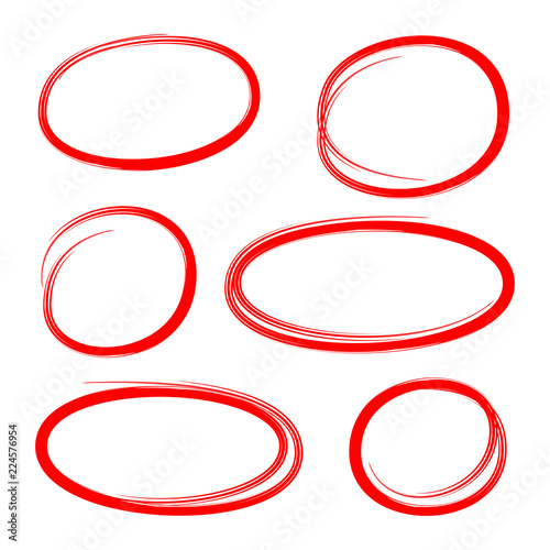 red hand drawn circle highlighters for marking text