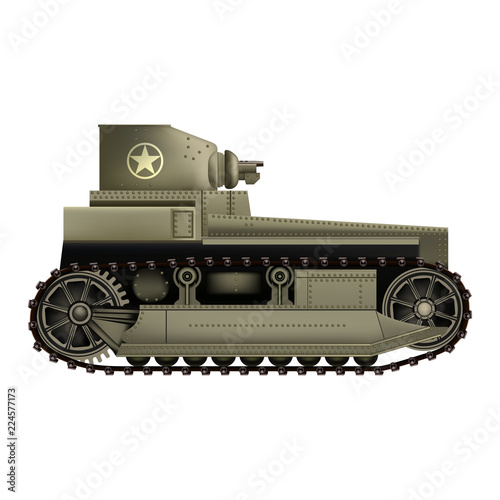 Light Tank T1 Cunningham - Realistic Vector Illustration Isolated on White Background
