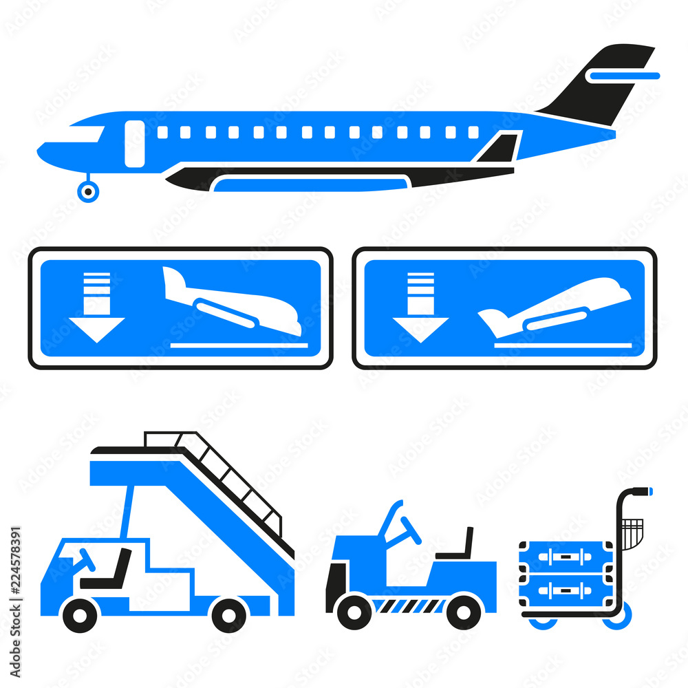 plane and airport truck icons
