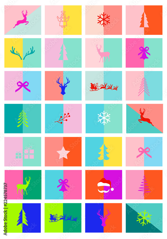 Christmas cards, 28 colorful layout templates, vector