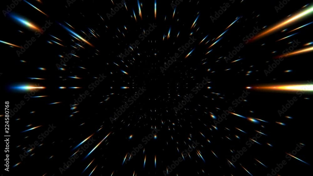 Hyperjump. Flying Through Space Of Colourful Stars. 4K Animated Background Loop