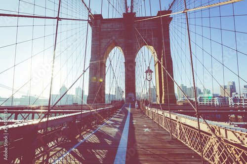 Obraz most brookliński ze szczegółami dźwigarów i kabli pomocniczych, Manhattan, Nowy Jork, USA