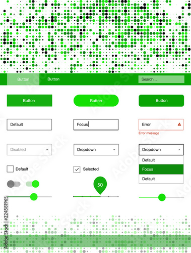 Light Green vector design ui kit with dots.