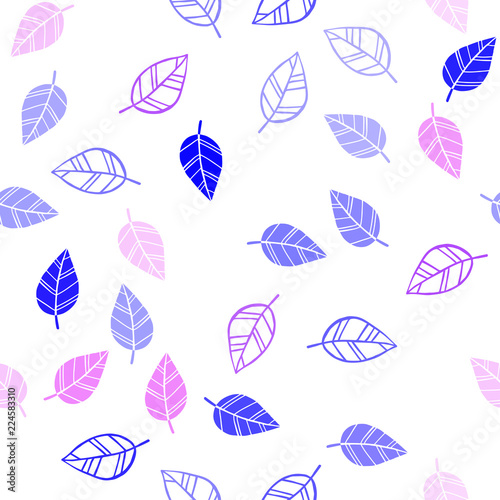 Light Pink, Blue vector seamless elegant background with leaves.