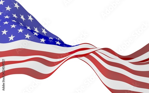 Waving flag of the United States of America. Stars and Stripes. State symbol of the USA. 3D illustration