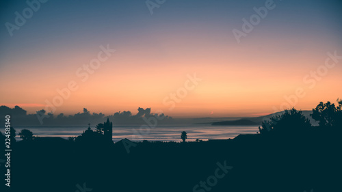 Summer seascape sunrise view at Capelas, Azores, Portugal