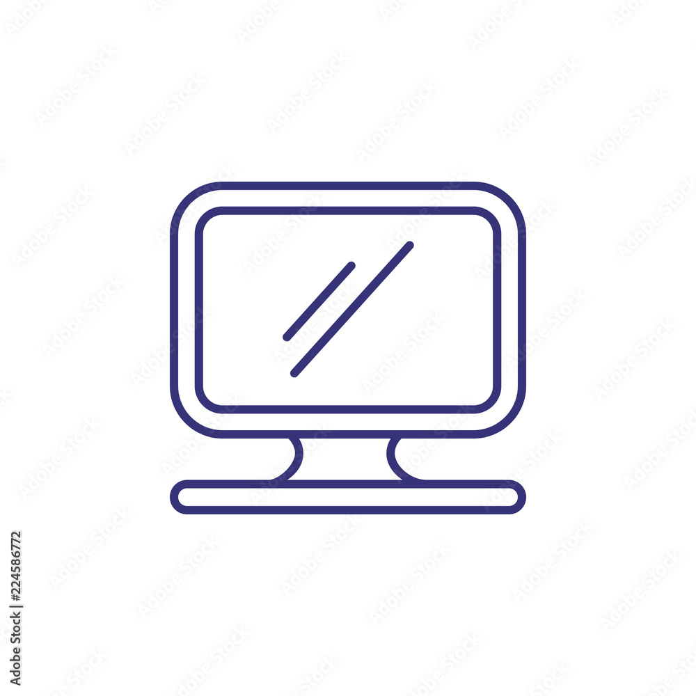 Computer line icon. Monitor, display, screen, pc. Office equipment concept. Can be used for topics like workplace, technology, desktop Computer line icon. Monitor, display, screen, pc. Office equipment concept. Can be used for topics like workplace, technology, desktop