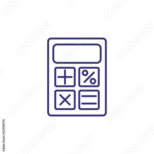 Calculator clip line icon. Accounting, tool, equipment. Office supply concept. Can be used for topics like stationary, math, finance, calculation