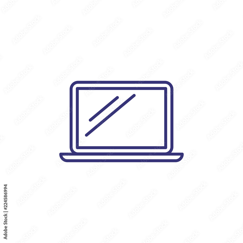Laptop line icon. Computer, monitor, screen. Office equipment concept. Can be used for topics like workplace, technology, desktop Laptop line icon. Computer, monitor, screen. Office equipment concept. Can be used for topics like workplace, technology, desktop
