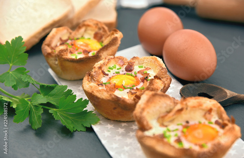 Breakfast Egg with toast Muffins.Toast idea menu.