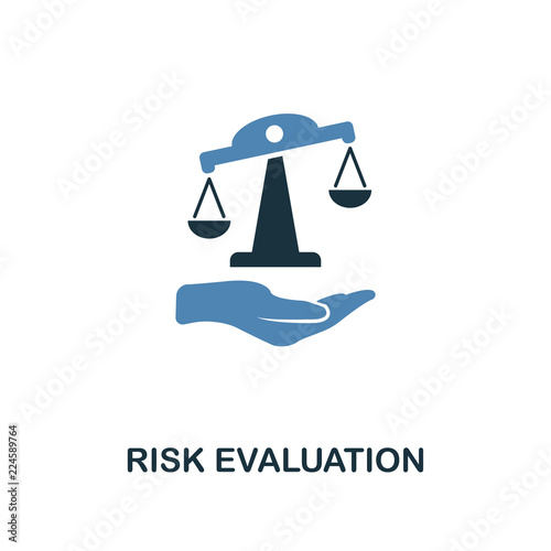Risk Evaluation icon in two color design. Line style icon from insurance icon collection. UI and UX. Pixel perfect premium risk evaluation icon. For web design, apps, software and printing.