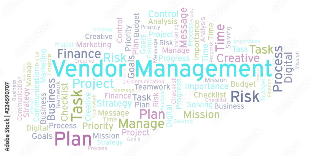 Fototapeta premium Vendor Management word cloud, made with text only.
