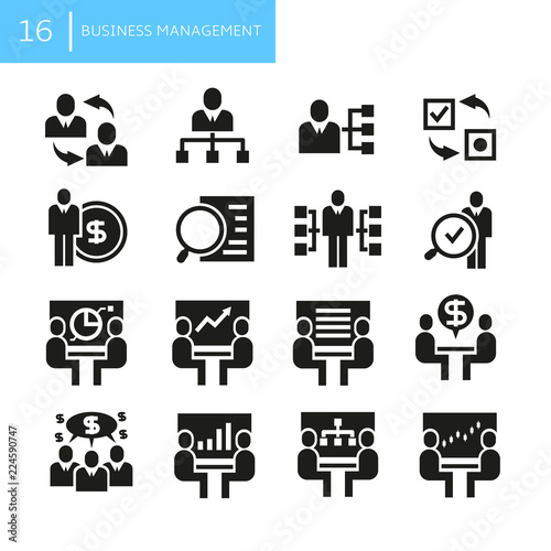 business management and office concept icons