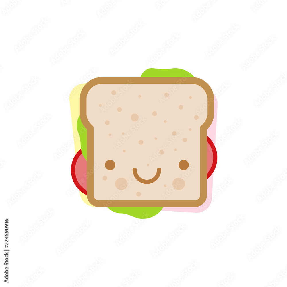 Smiley sandwich. Vector illustration, flat design