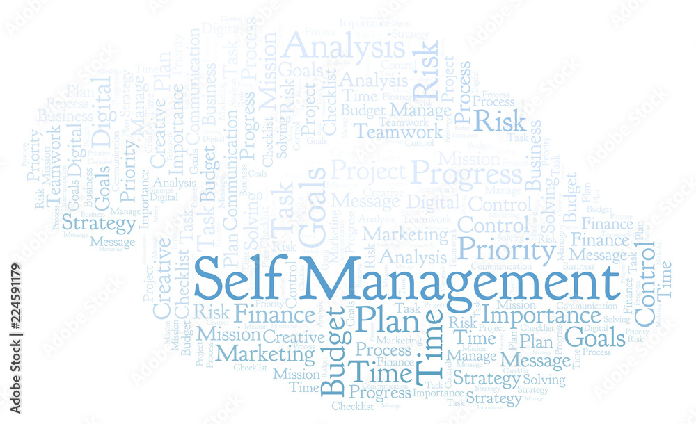Obraz premium Self Management word cloud, made with text only.
