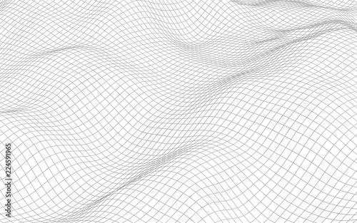 Abstract landscape on a white background. Cyberspace grid. Hi-tech network. 3d illustration