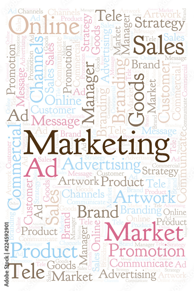 Word cloud with text Marketing.