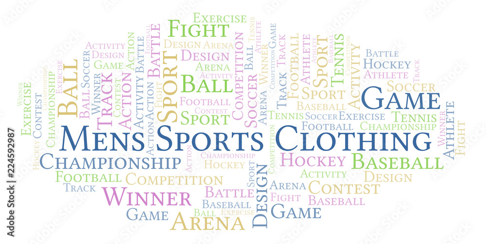 Fototapeta premium Mens Sports Clothing word cloud.