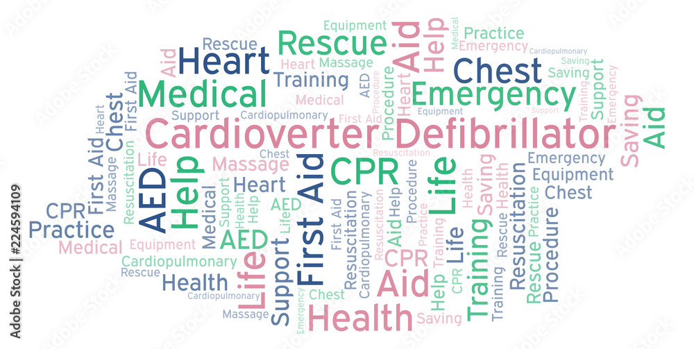 Cardioverter Defibrillator word cloud, made with text only.