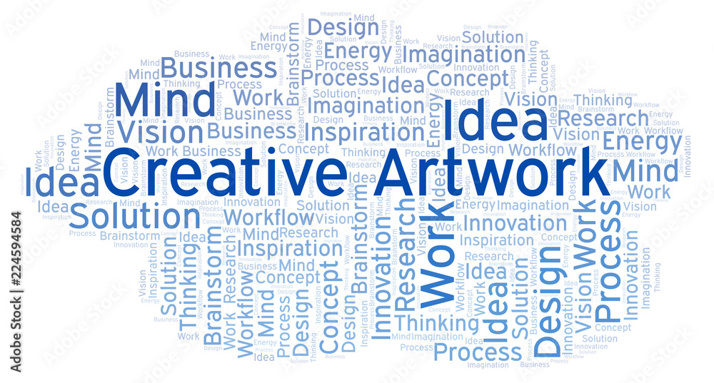 Fototapeta premium Creative Artwork word cloud, made with text only.