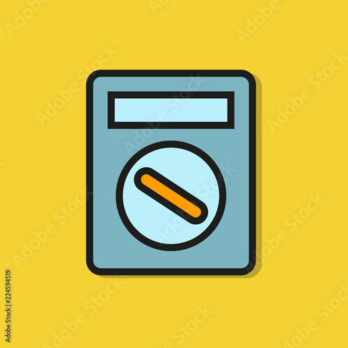 multimeter, volt meter icon on yellow background