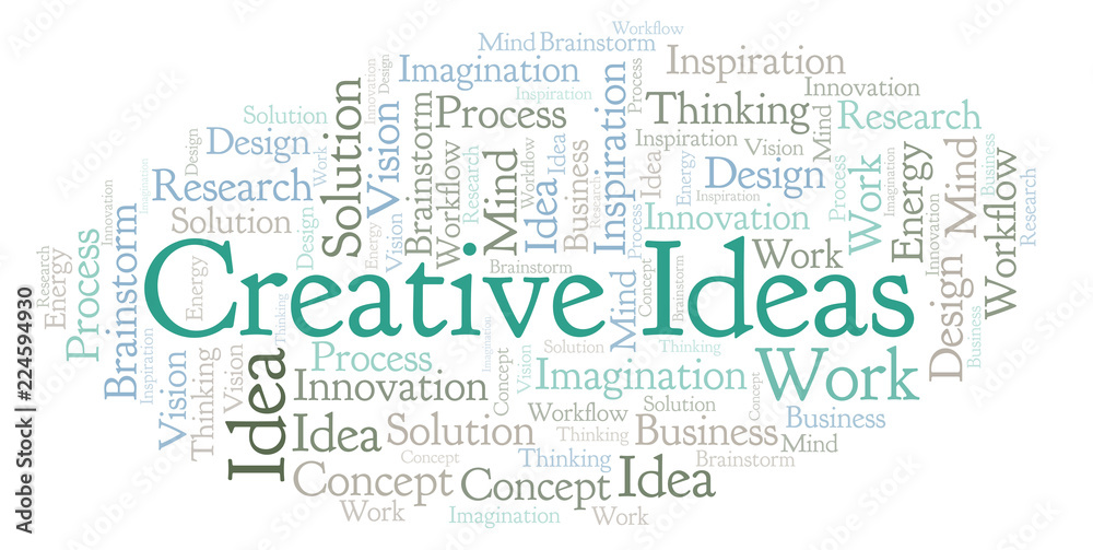Fototapeta premium Creative Ideas word cloud, made with text only.