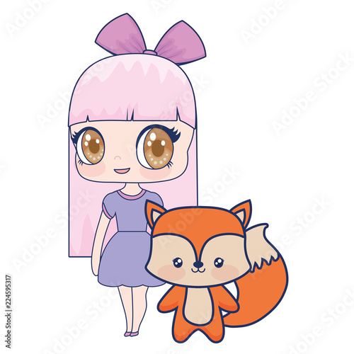 cute smiling anime girl fox baby