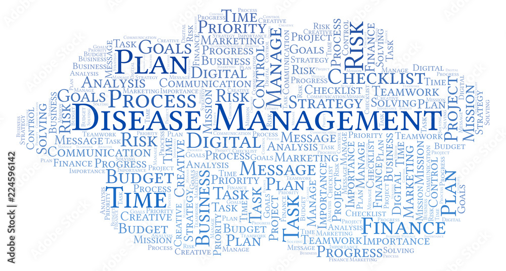 Obraz premium Disease Management word cloud, made with text only.