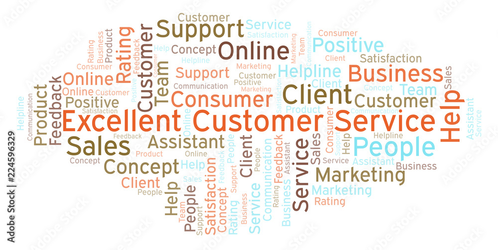 Obraz premium Excellent Customer Service word cloud.