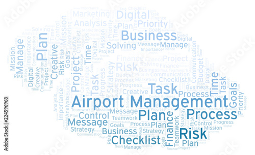 Fototapeta Naklejka Na Ścianę i Meble -  Airport Management word cloud, made with text only.