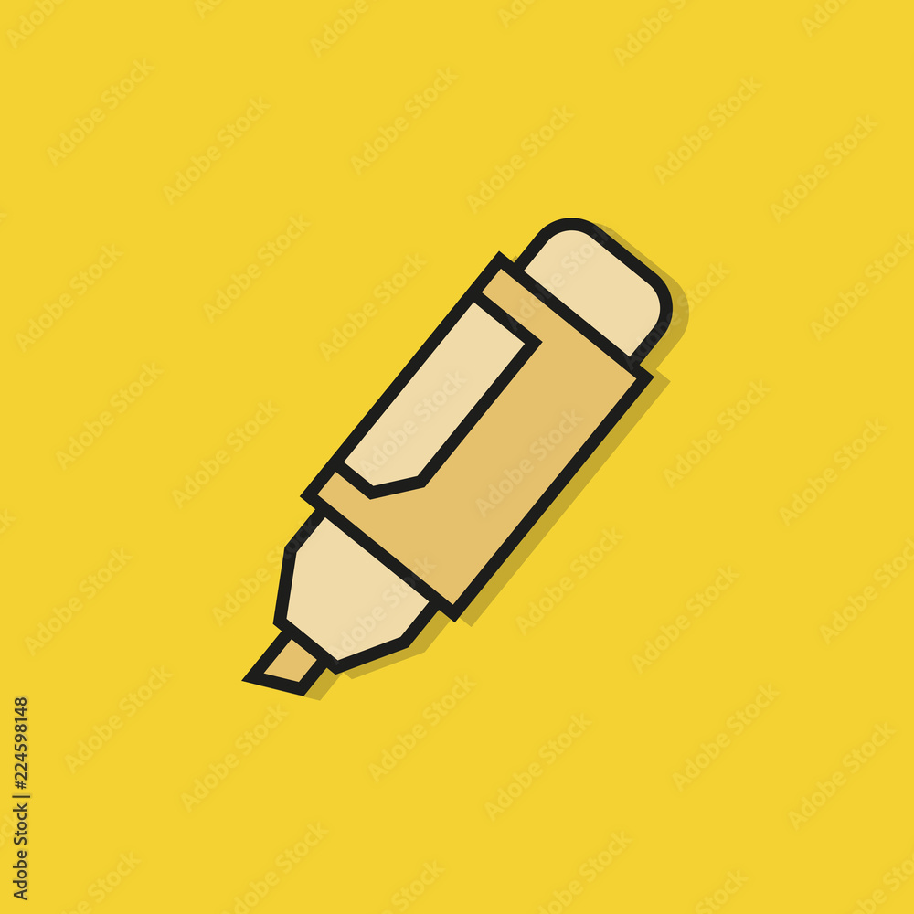 Fototapeta pencil icon on yellow background