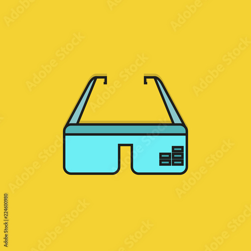 smart glasses, goggle icon on yellow background