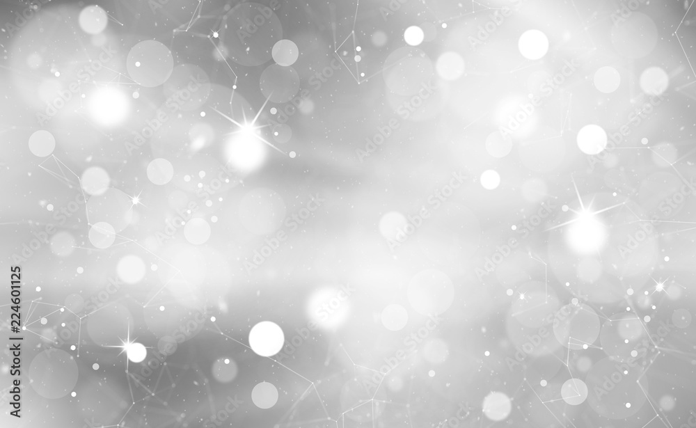 Silver bokeh with sparkles and artistic lines. Blurry Christmas and New Year greeting card illustration background. Silver bokeh with sparkles and artistic lines. Blurry Christmas and New Year greeting card illustration background.