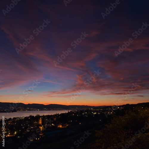 Obraz na płótnie Sonnenuntergang am Zürisee (Zürichsee) w salonie