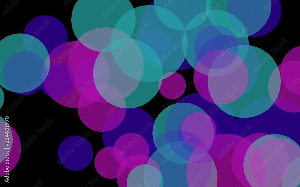 Multicolored translucent circles on a dark background. Red tones. 3D illustration Multicolored translucent circles on a dark background. Red tones. 3D illustration