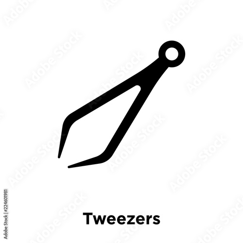 tweezers icon vector isolated on white background, logo concept of tweezers sign on transparent background, black filled symbol icon