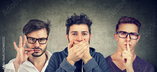 Photography Three secretive men keeping mouth shut.