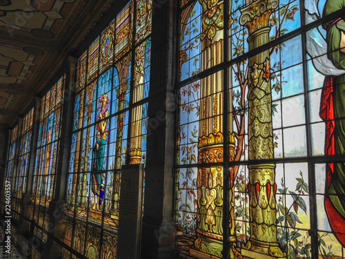 Stained glass windows at Chapultepec Castle photo
